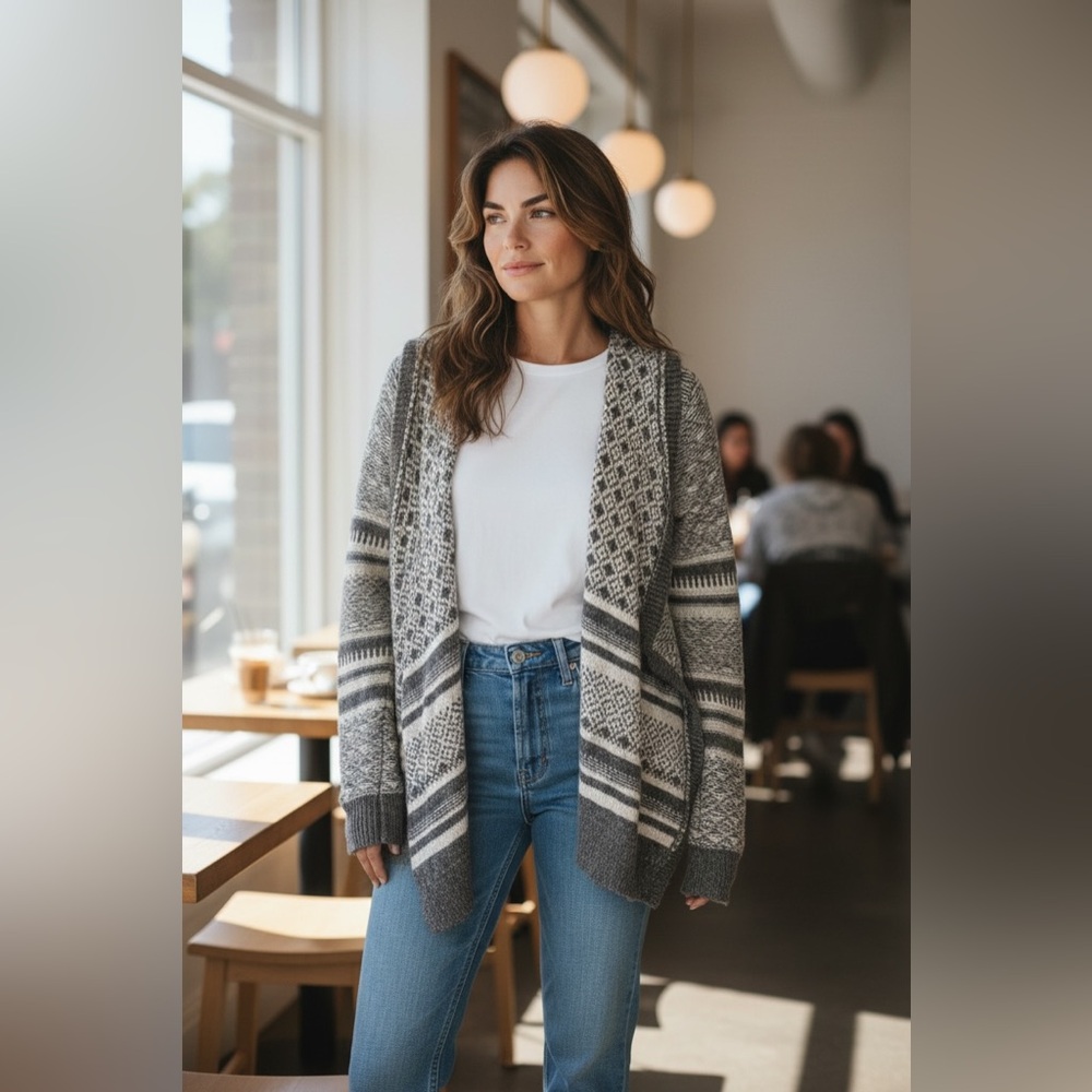 Abercrombie & Fitch Gray Hooded Warm Cadigan Sweater